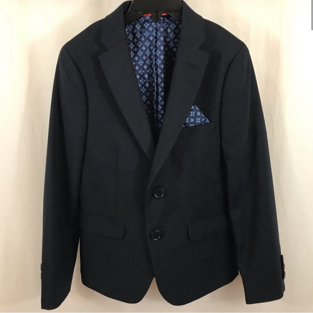 Tallia Boys Solid Navy Wool Blend Suit Size 6 - Picture 2 of 8